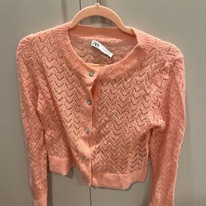 Pink cardigan never worn with bejeweled buttons